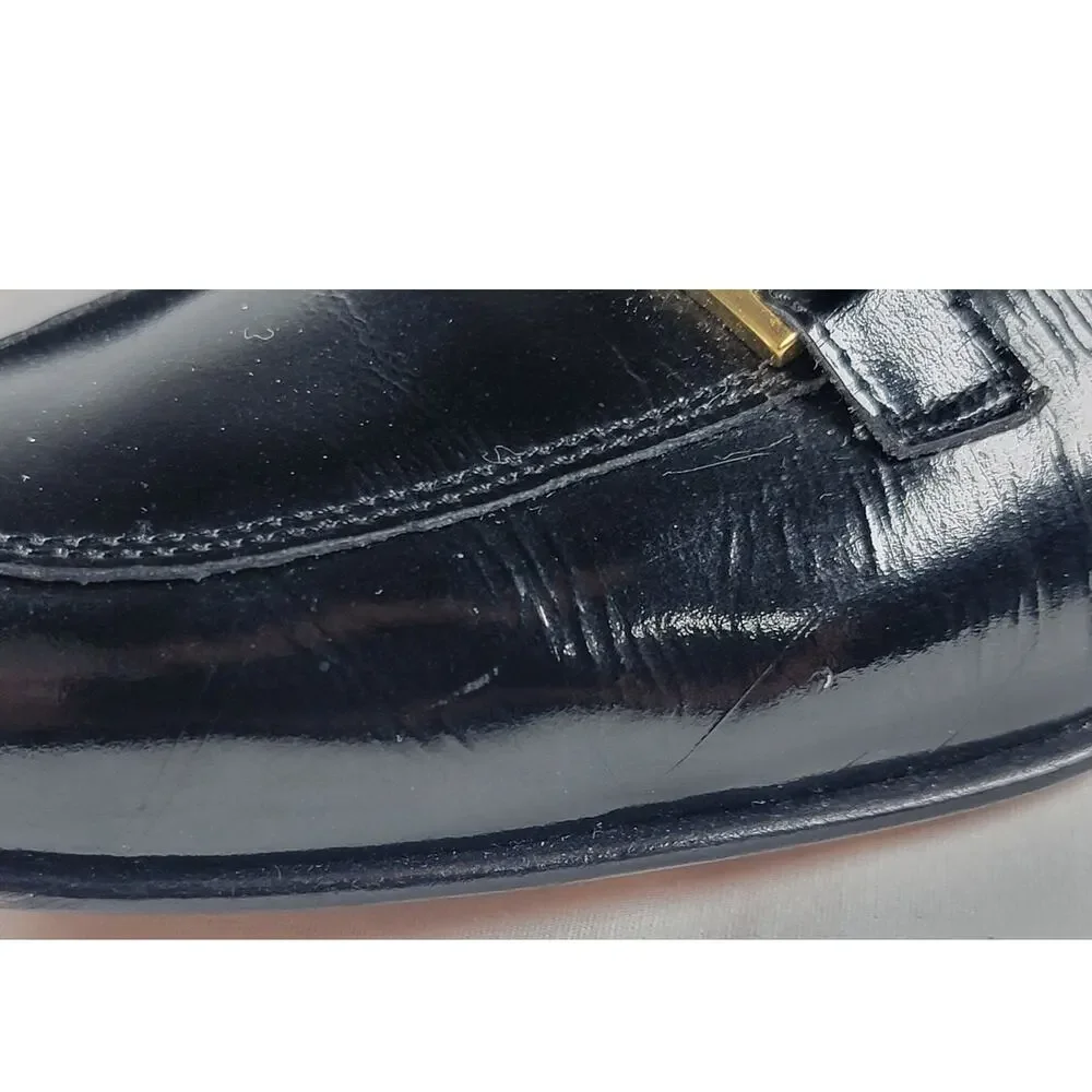 Vintage Salvatore Ferragamo Black Leather Gancini Loafers 5.5 Italy